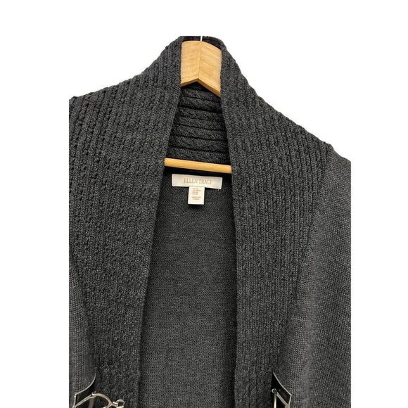 Ellen Tracy Merino Wool Blend Knit Gray Cardigan Sweater Women's Medium - Picture 2 of 7